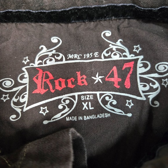 Rock 47 Wrangler Shirt mens XL Gray/Brown Western Pearl Snap Embroidered L/S - Picture 3 of 8